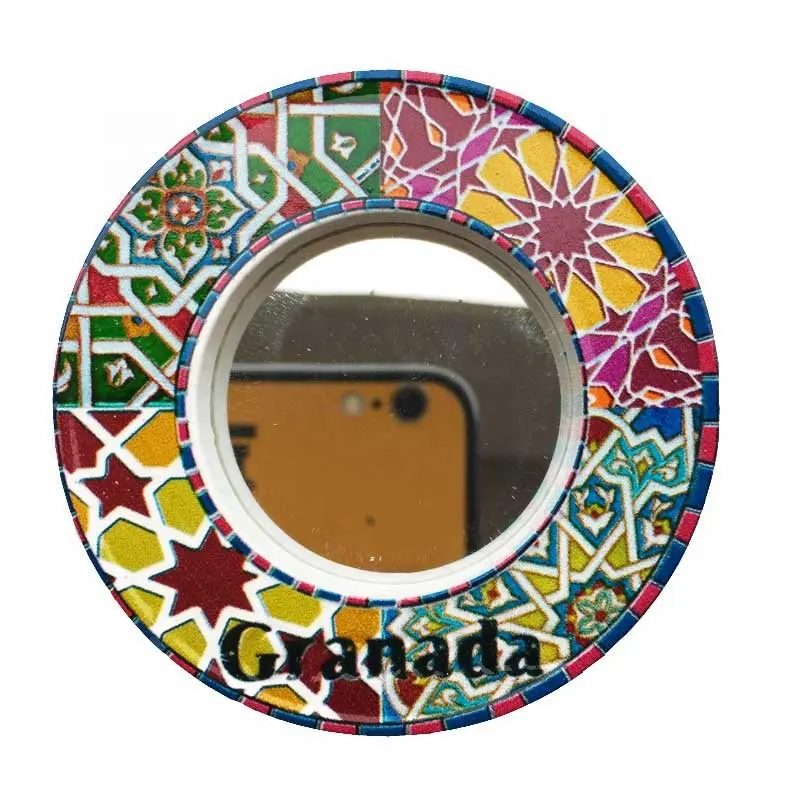 Ímã de geladeira 3d de cerâmica, ímã de geladeira com espelho, espanha, granada, mosaico, ímãs de lembrança do turista, impresso personalizado