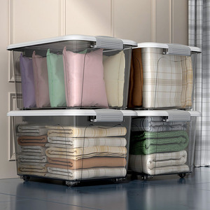 <strong>Stackable</strong> and <strong>Nestable</strong> Storage Boxes <strong>With</strong> <strong>Lids</strong> and Secure Latching Buckles, Plastic Clear Large Storage <strong>Container</strong>