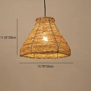 レトロ卸売手作り海景ランプ天然籐ペンダントライトホスピタリティ照明レストランロフトスタイル籐ランプ