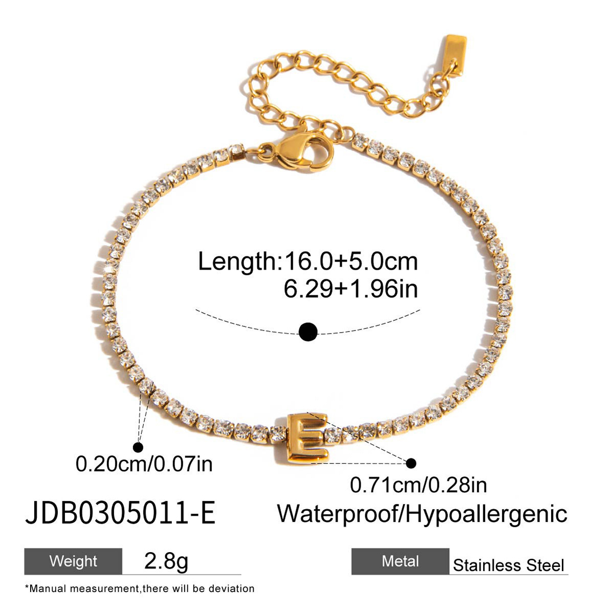 Bracelet Zircon Lettre-E