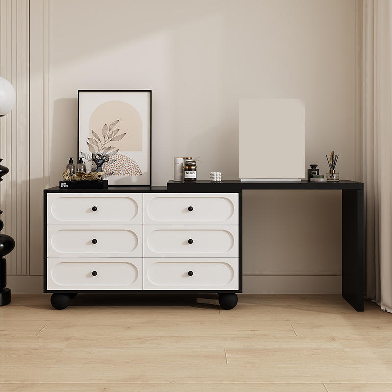 Mesa en forma de 120 gabinetes en blanco y negro 120 con seis bombeos