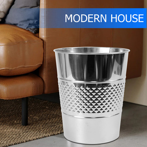 5 litre açık üst çöp kutuları ayna paslanmaz çelik kabartmalı tarzı yuvarlak Mini kompakt tip ofis kullanımı kağıt kutusu kapalı kovaları için - Product Image 3