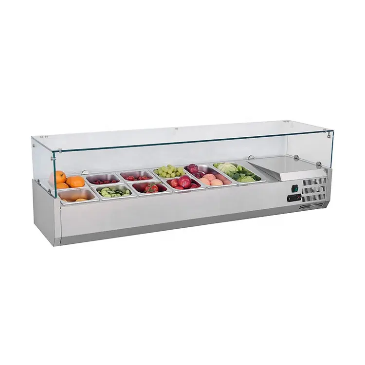 In Acciaio Inox di Frutta Insalata di Bar/Insalata Chiller Con Contenitori/Insalata di Vetro Display del Contatore