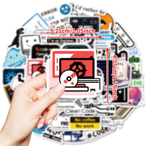 50 Pcs <strong>Computer</strong> <strong>Programmer</strong> PVC Self Adhesive Stickers for Helmet, Handbag, Phone Case, Suitcase, Refrigerator and Books