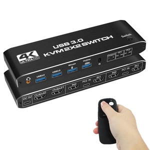 SY 4K HDMI KVM Switch 2 monitores 2 computadoras Monitor dual Compartir con 4 Dispositivos USB 3,0 Teclado USB Ratón Conmutación de teclas de acceso rápido - Product Image 5