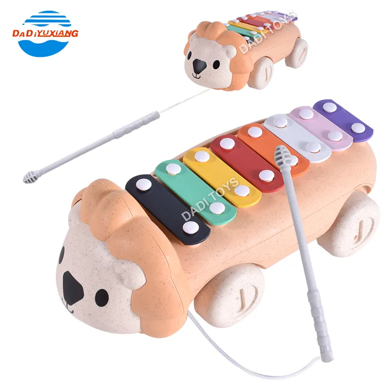 Juegos Montesori 2023 2 EM 1 Multifuncional Animal Trigo Palha Brinquedo Música Batendo Piano Ônibus Brinquedos Piano Harpa