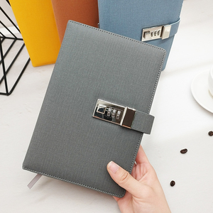 Custom A5 Hardcover Academic <strong>Notebook</strong> Secret Journal for Executives Office Use Fabric Cover Thread Sewing <strong>Code</strong> Lock Printed