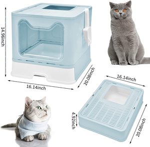Sevimli tasarım büyük katlanabilir kedi kum kabı çekmece ile tam kapalı hayvan tuvaleti kutusu - Product Image 4