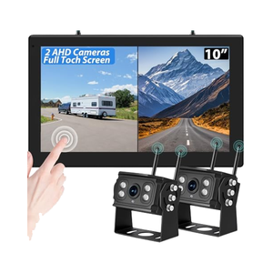 Sistema de cámara de respaldo inalámbrico para RV Trailer Truck Tractor 10 ''Pantalla completamente táctil 2 HD 1080P IP69 Cámaras impermeables 4 Reverse - Product Image 1