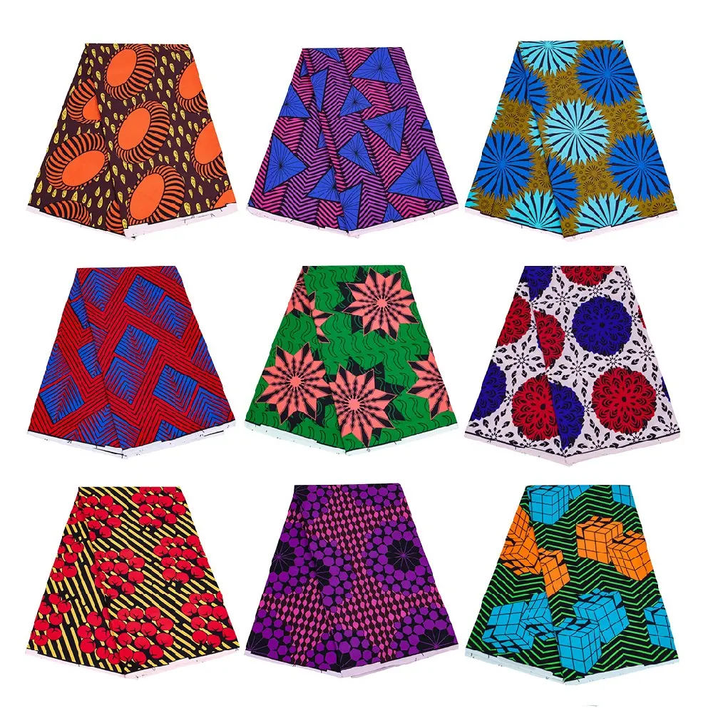 Oem Meerdere Patroon Kleuren Custom Logo Chiganvy Wax Stof Afdrukken Doek 100% Katoen Afrika Gedrukt Soft Afrikaanse Wax Stof