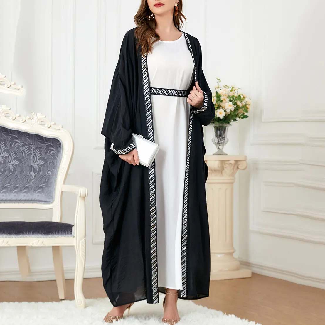 Personalizzato nero bianco Rayon bendaggio, piume festeggiare festa di compleanno abito donna manica lunga Sexy scollo a v Mini abito attillato/