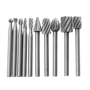 10pcs 1/8 HSS Dremel <strong>Carbide</strong> Rotary Burrs Tools <strong>Solid</strong> <strong>Wood</strong> Stone Metal Root Carving Milling Cutter Routing Router <strong>Drill</strong> Bits Set