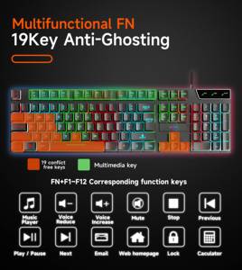 High Quality SC715 Mixed Color LED <strong>Light</strong> 104 <strong>Keys</strong> Wired USB <strong>Computer</strong> Peripherals New Gaming Multimedia <strong>Keyboard</strong> - Product Image 3