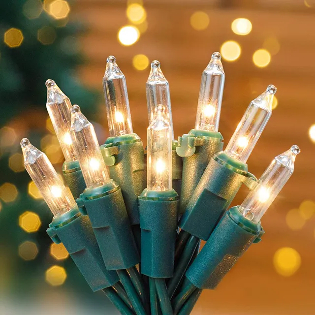 Clear colors Christmas Mini Incandescent String Lights Clear Green Wire Christmas Lights Set Xmas Tree Lights for Christmas