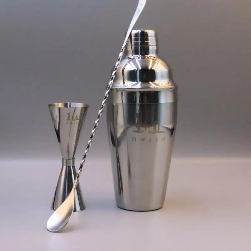 Jeu de shaker avec logo personnalisé en acier inoxydable métal cuivre 3 pièces cordonnier shaker à cocktail