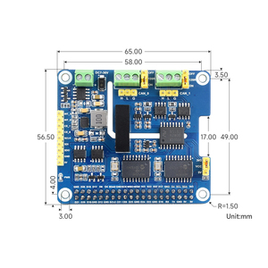 2-Kanal isolierter CAN-Bus-Erweiterungs-HUT für Raspberry Pi Dual-Chips-Lösung, stapelbar für die Erweiterung mehrerer CAN-Kanäle - Product Image 6