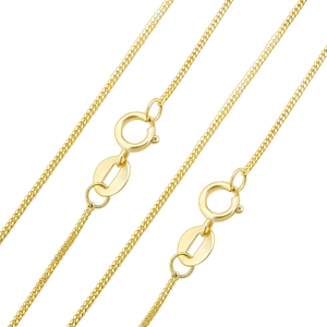 Simple Real 9K Gold Curb <strong>Chain</strong> Necklace Wholesale Solid Custom Logo Necklaces Trendy Link <strong>Chain</strong> 2 Pcs 18 Inches 1pc/polybag