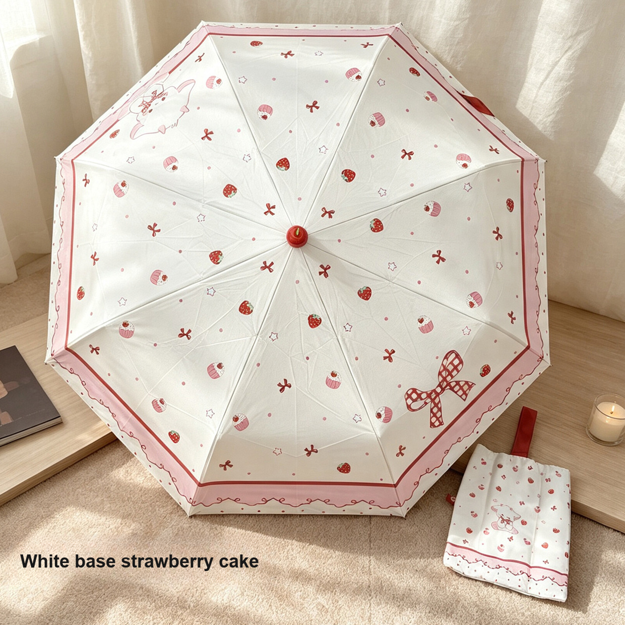 Gâteau aux fraises fond blanc