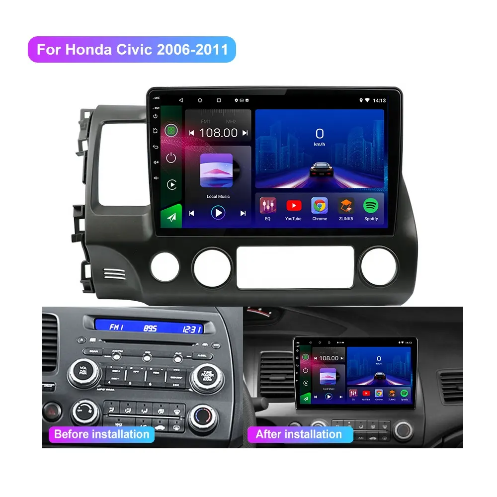 Doble Din Radio unidad Android 9,1 estéreo del coche para Honda Civic 2006, 2007, 2008, 2009, 2010, 2011