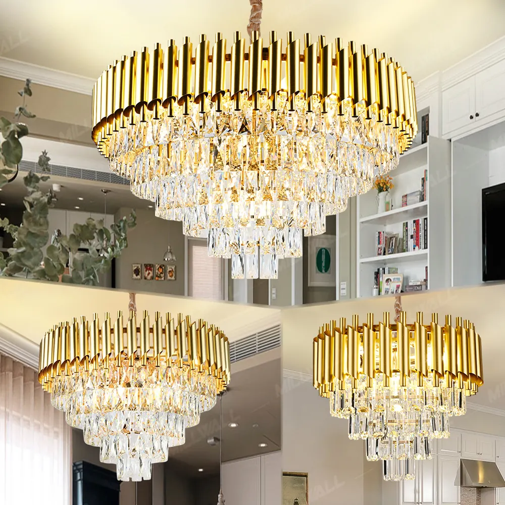 Luminária de cristal luxuosa estilo americano clássico, luminária de luxo para hotel, venda direta da fábrica, pingente de latão
