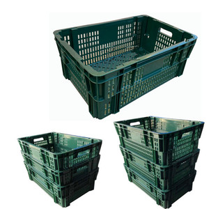 Plastic Turnover Box <strong>Nested</strong> <strong>and</strong> <strong>Stacked</strong> <strong>Crate</strong> Reusable Heavy Duty Mesh Type <strong>Crate</strong> for Fruit Vegetable Agriculture Industrial
