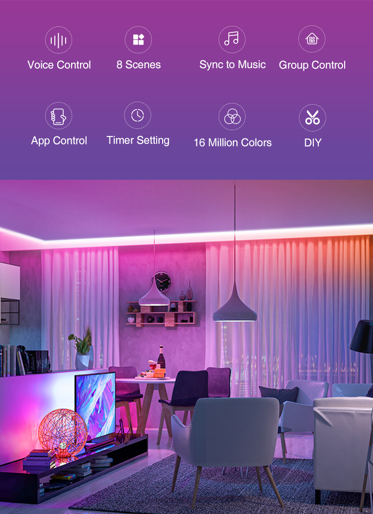 Drop Shopping Smart Strip Light Led Room Light Strip Cheap Smart Home Room Decoration Led Waterproof Strip Light Set Suppliers