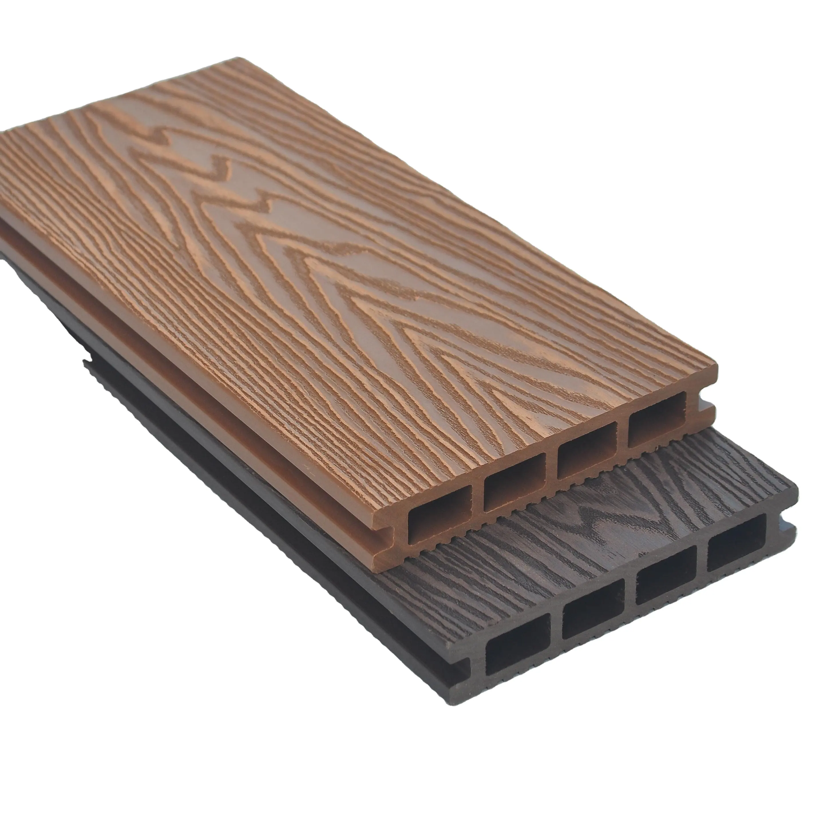 Popolare pavimentazione composita in WPC con foro quadrato in venature del legno 3D