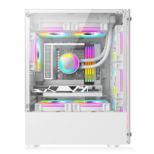 OEM Custom PC Cpu Cabinet Mid Tower ATX Computer Case con ventilador hecho de plástico acrílico de aleación de aluminio para escritorio de oficina - Product Image 3