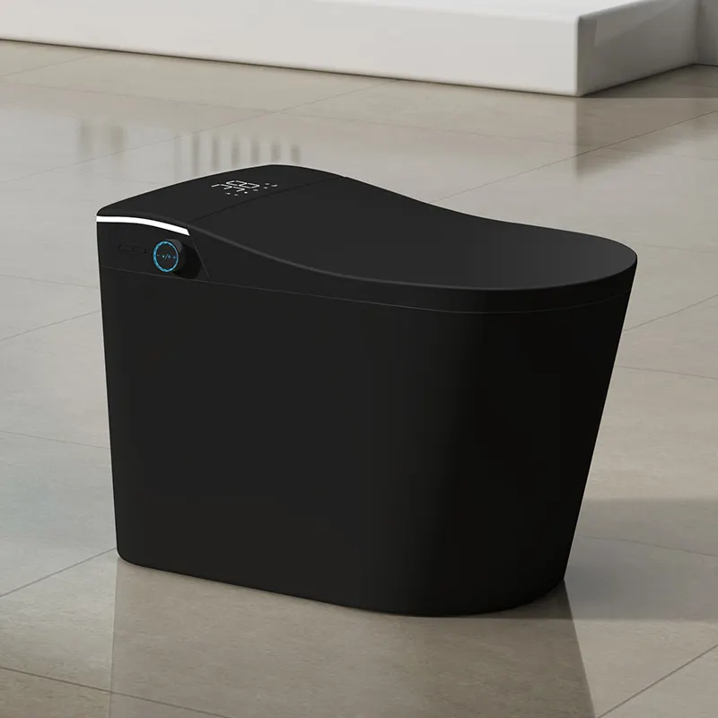Automatic Flush Light Sensor Electronic Bidet Toilet Smart Seat Black Ceramic Wc Toilet One Piece Smart Toilet