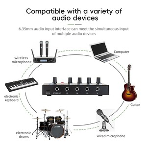 <strong>4</strong> in 1out Mini Stereo <strong>4</strong> Channel 3.5 mm <strong>Audio</strong> Mixer Speakers Stereo Mono <strong>Output</strong> <strong>Input</strong> <strong>4</strong>-in-<strong>1</strong> Low-noise Microphone <strong>4</strong>-way Mixer