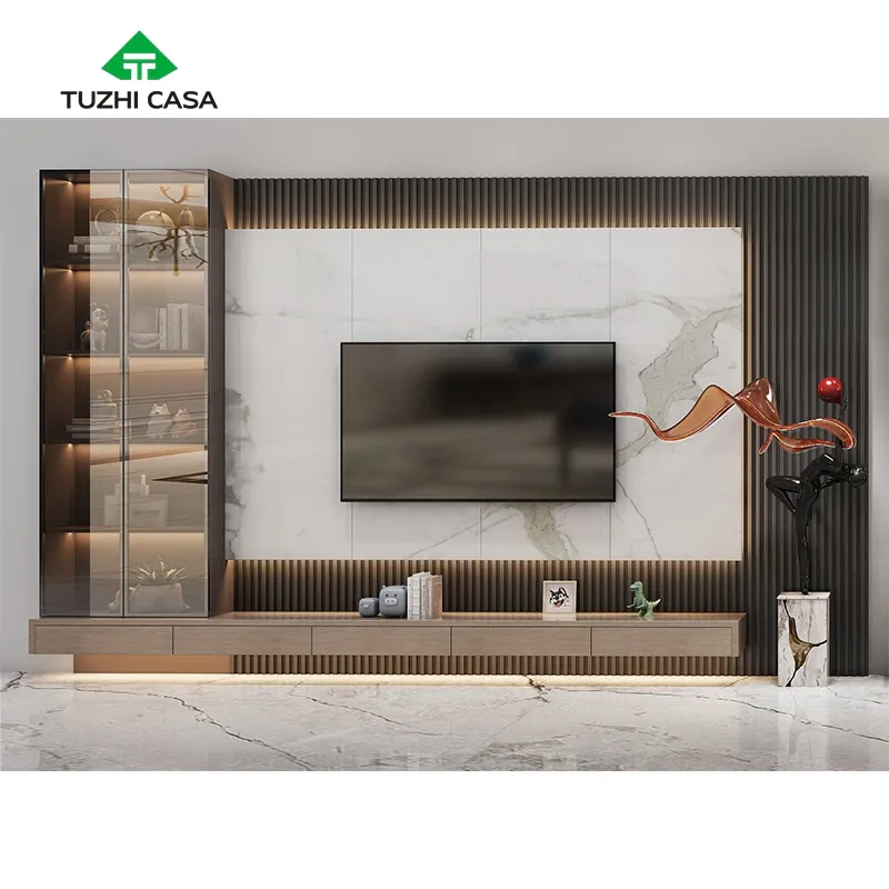 Роскошный дизайн гостиной деревянный 85-дюймовый смарт-телевизор витрина мебель Подставка для телевизора для зала
