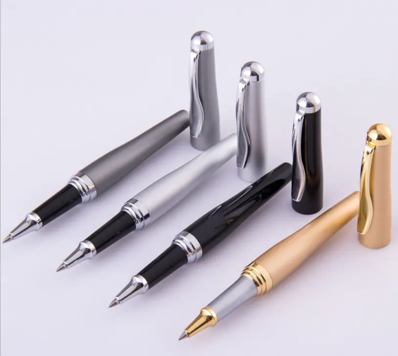 Neue personal isierte Großhandel günstigen Preis 4 Farbe Gold Finish Metall Signatur Stifte Bürobedarf Roller Pen