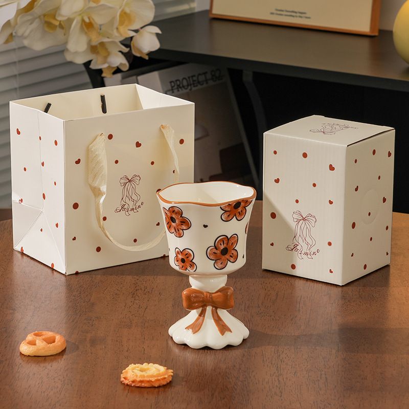 Bolsa de regalo - Copa - Flor marrón
