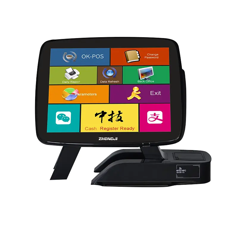 Zhongji A7 Online Winkel, Touchscreen Monitor Windows Tablet Software Ontworpen Cloud Pos Systemen Todo En Uno Met Batterij/