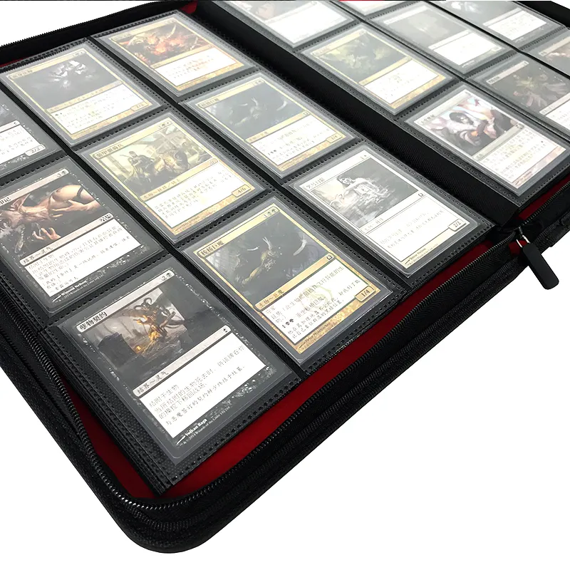 Album di raccolta di carte collezionabili personalizzate con raccoglitore di carte da 9 tasche in pelle PU con cerniera per giochi da tavolo magici MTG