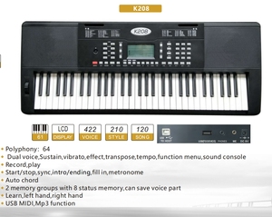厂家价格易玩迷你触摸键盘，适合初学者音乐爱好者学生K208玩 - Product Image 2