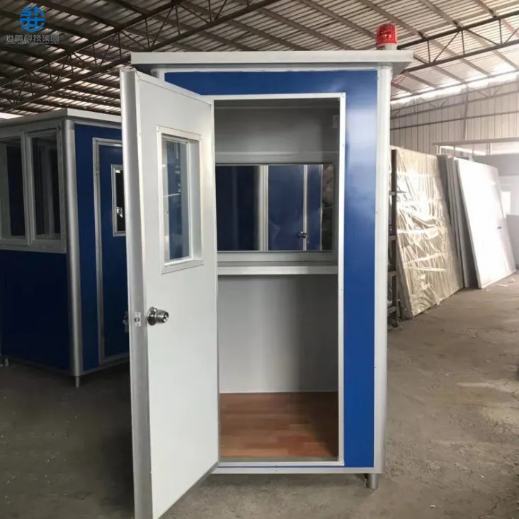 China Prefab Platte Dak Sentry Booth Voor Geïsoleerde Openbare Outdoor Moderne Container Huis Guard Huis Beveiliging