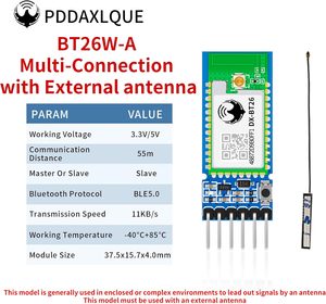 DX-BT26W-A Multi-Connection Bluetooth-Modul mit externer Antenne kann zu 8 Handys zusammen BLE 5.0 für Arduino verbinden - Product Image 2