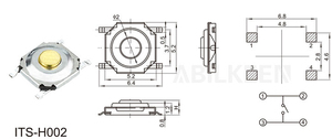 TS-022สวิตช์ปุ่มกด5*5 SMD/SMT ชั่วขณะติดหมุด4ขาเทอร์มินัล M แบบปุ่มกดโลหะ - Product Image 6