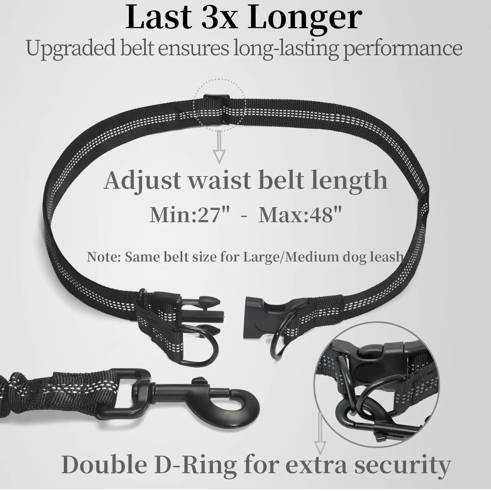 Verstelbare Dual Gewatteerde Handgrepen Duurzaam Bungee Reflecterende Threading Handsfree Hondenriem Met Ritssluiting Etui