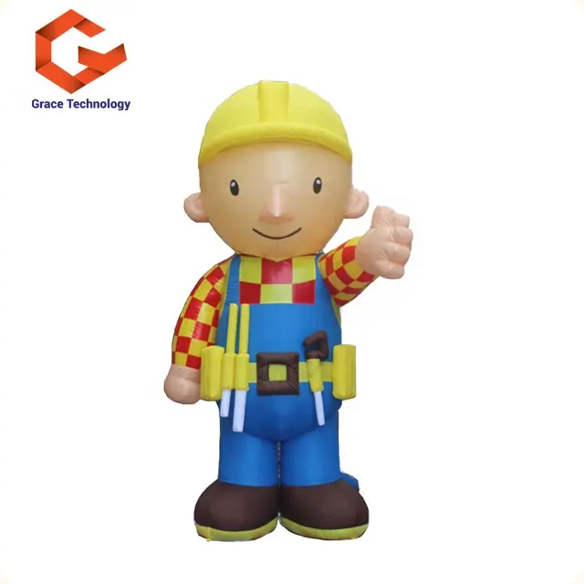 Commercial Customized Giant Inflatable Construction Worker / Inflatable Man Model For Sale