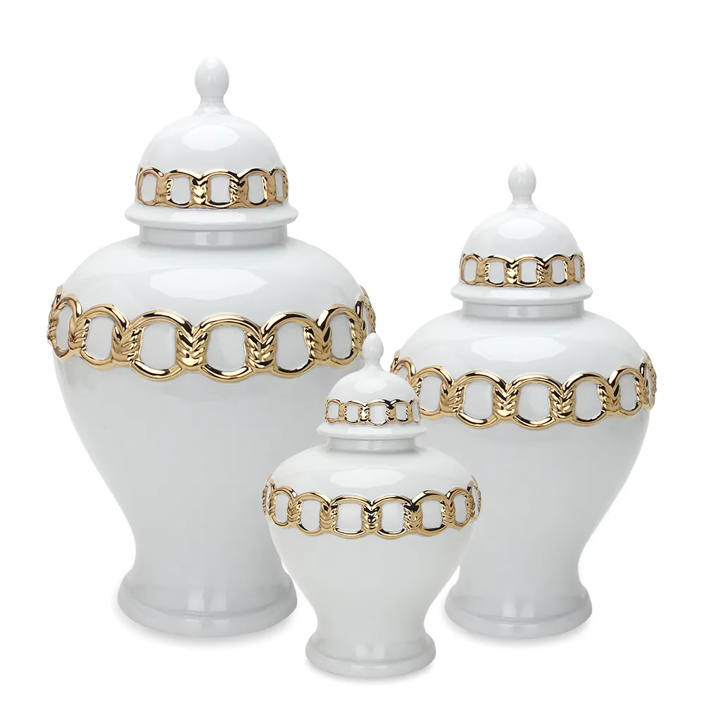 Nordic ceramic ginger jar hall decors porcelain white home decor jar set 14 inch