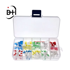 100 pz/lotto 3MM 5MM Kit Led con scatola di colore misto rosso verde giallo blu bianco diodi emettitori di luce assortimento 10 pz ciascuno nuovo - Product Image 5