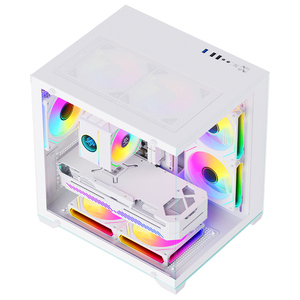 โครงเครื่องเกม MID Tower สีขาวแบบปรับแต่งเองเคสพีซี MATX Mini ITX สำหรับเกมเมอร์เดสก์ท็อปพร้อมกระจกเทมเปอร์การออกแบบที่ยอดเยี่ยมสำหรับการเล่นเกม - Product Image 2