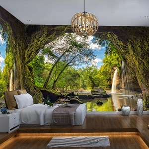 <strong>3D</strong> Three-Dimensional Extended Stone <strong>Cave</strong> Forest <strong>Wallpaper</strong> Hotel B&amp;B Restaurant Nature Scenery Wall Cloth Background <strong>Wallpaper</strong> - Product Image 1