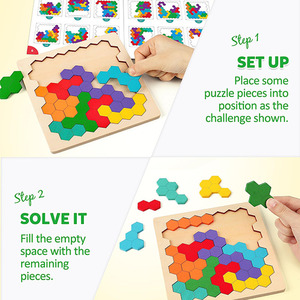 Madeira Tangram Enigma Cor Forma Padrão Jigsaw <span class=keywords><strong>Brain</strong></span> Teasers <span class=keywords><strong>3D</strong></span> Logic IQ Game Blocos geométricos Brinquedos Educativos para Todas as Idades