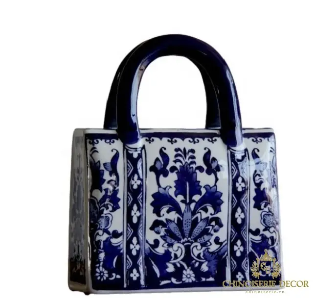 Керамическая ваза Цзиндэчжэнь, производство сине-белых вьетнамских продуктов, ваза для растений, ваза в форме сумочки