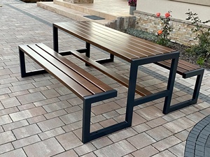 Nhà Máy Bán Buôn Ngoài Trời Dã Ngoại Bảng PS Gỗ Kim Loại Ăn Cho Nhà Hàng Bảng Và Ghế Bên Ngoài Patio Bảng Và Băng Ghế Dự Bị Thiết Lập - Product Image 2