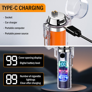Único Digital Camping Mini Multi Funcional Lanterna Impermeável Tipo-C Recarregável Arco Elétrico Isqueiro com 3 Lanternas