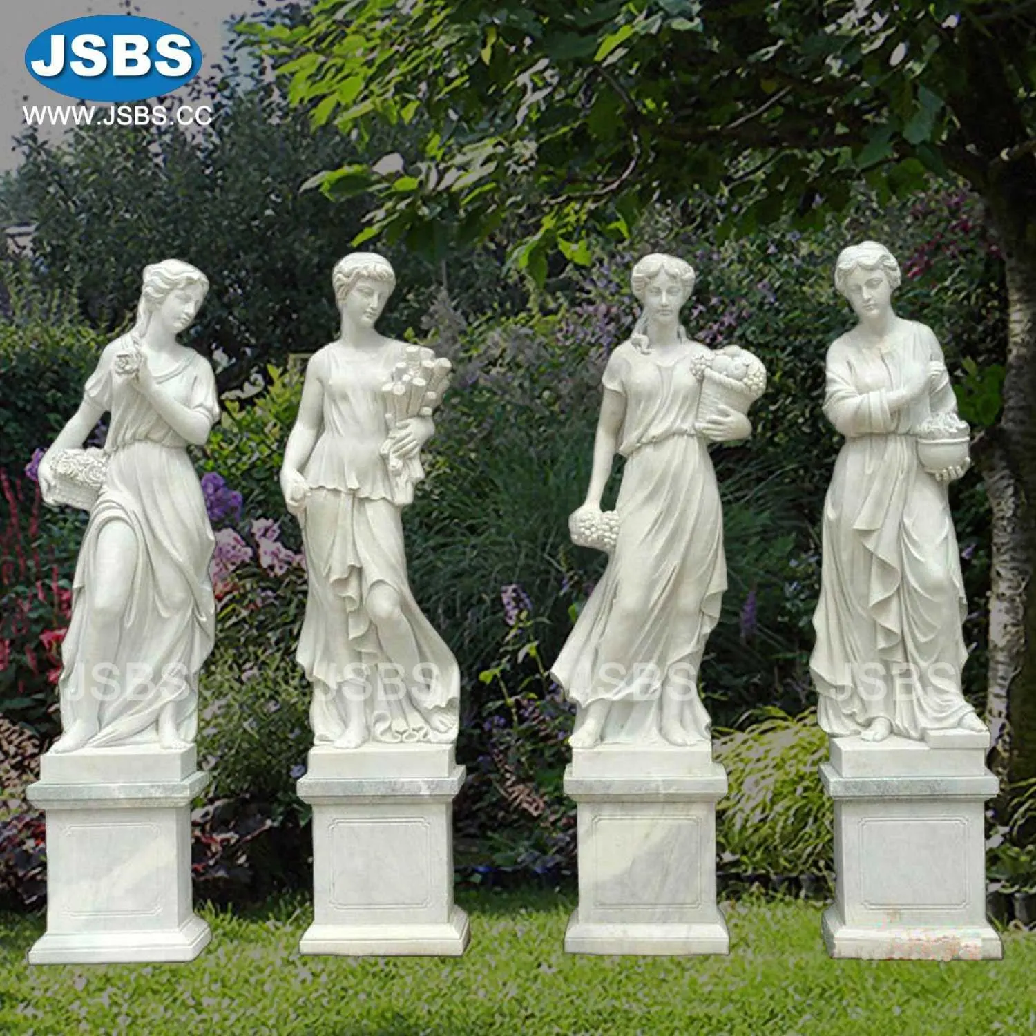 Escultura de mármol tallada en piedra elegante para decoración del hogar, tamaño natural, estilo griego para las cuatro estaciones